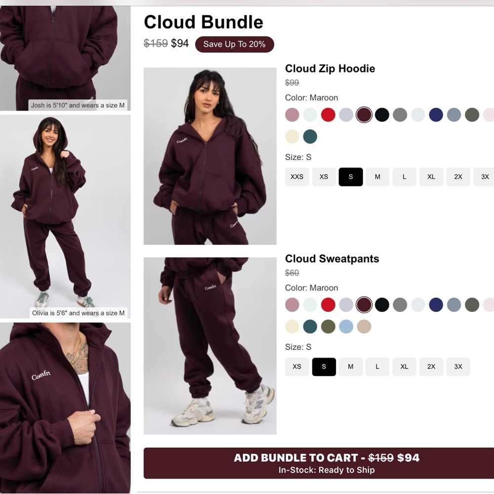 Comfrt Cloud Bundle NWOT